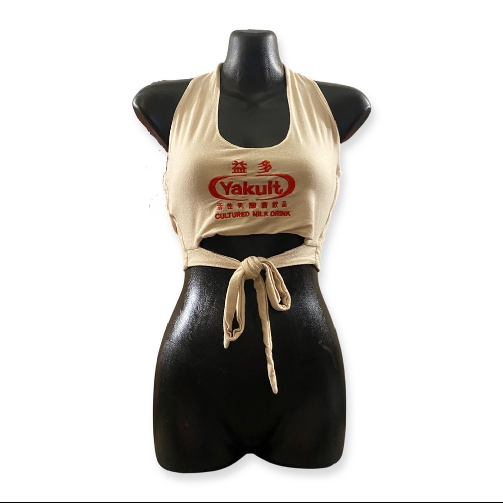 OMIGHTY Yakult tie front Halter top O-MIGHTY Original milk drink Medium sexy